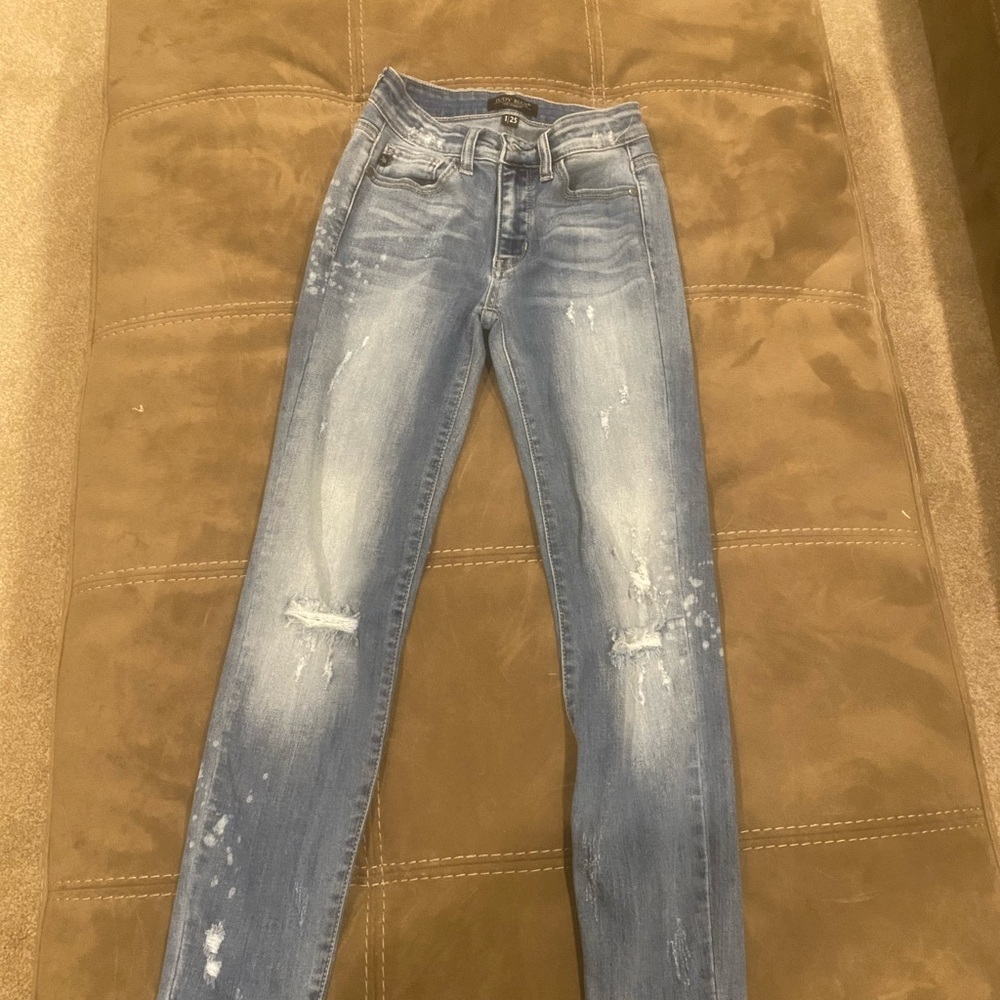 Distressed Blue Jeans